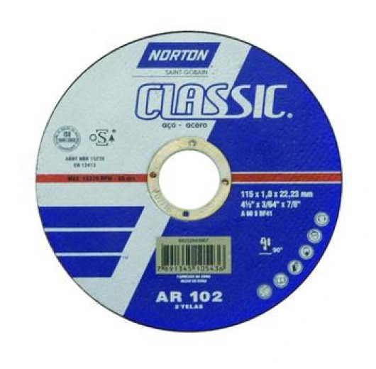 DISCO DE CORTE 115X 1,0 X 22,2MM  AR102  CLASSIC  NORTON