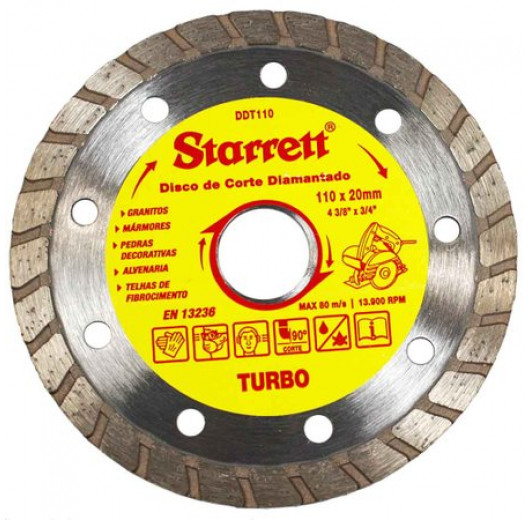 DISCO DE CORTE DIAMANTADO TURBO 110MM STARRET DDT110